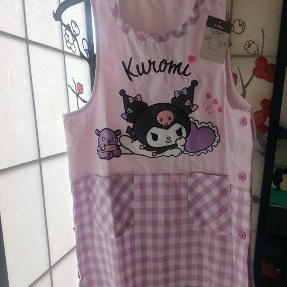 Purple Checkered Apron with Pockets